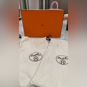 Hermès Orange Box with Cream Dust Bags